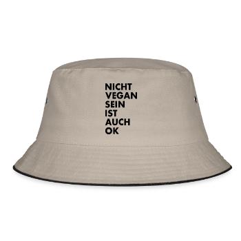 Nicht vegan sein ist auch ok - Bucket Hat - Khaki/Schwarz - Vorne
