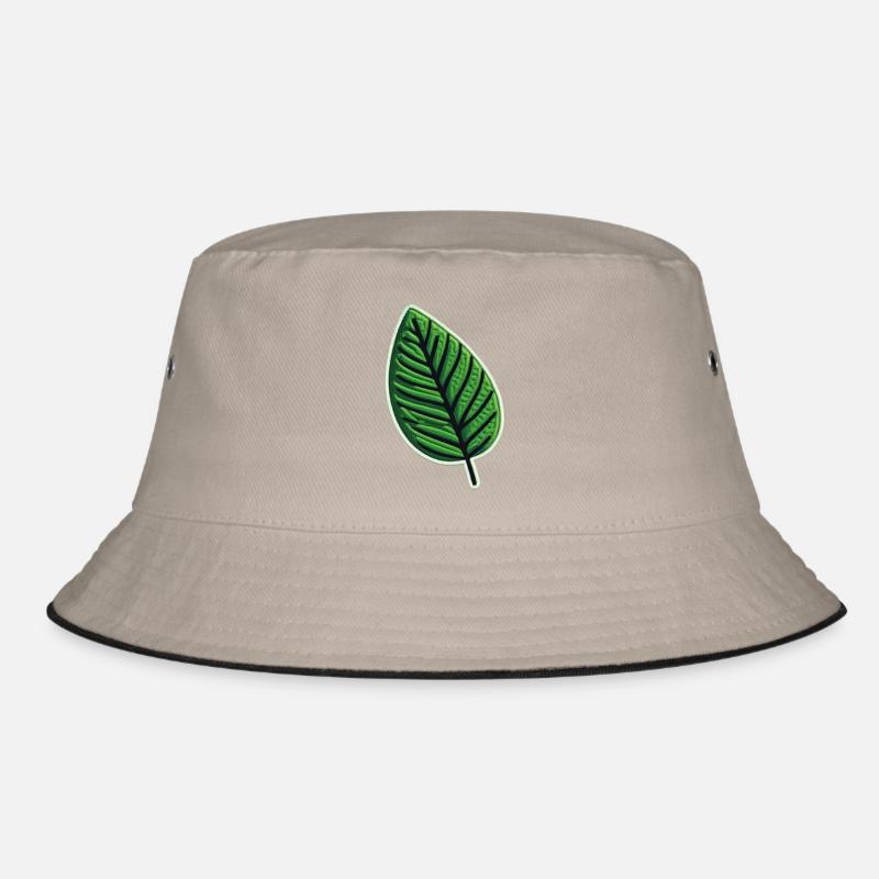 Grünes Blatt Patch - Bucket Hat - Khaki/Schwarz