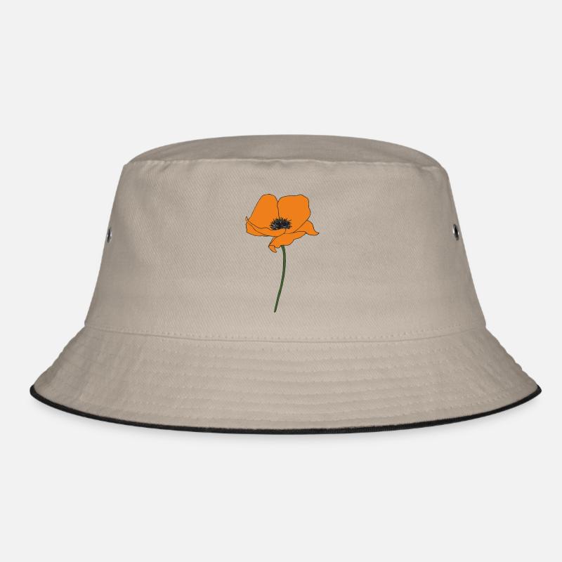 mohnblume orange - Bucket Hat - Khaki/Schwarz