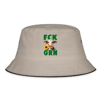 FCKGRN FCK GRN Sticker - Bucket Hat - Khaki/Schwarz - Vorne