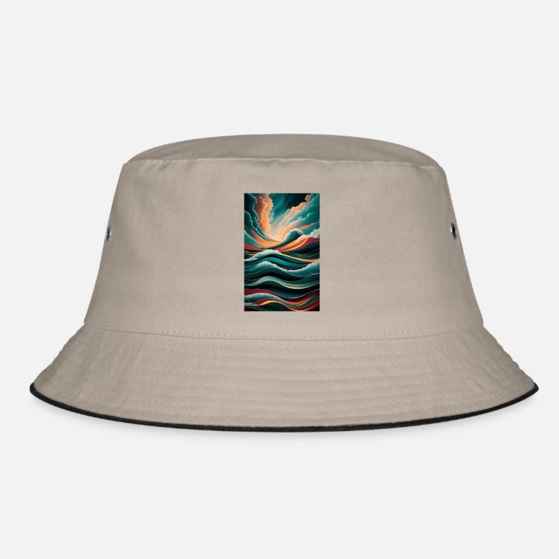 Surreal Waves & Clouds Vibrant Abstract Landscape Bucket Hat