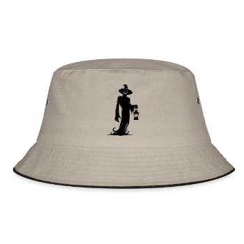 Unheimlicher Zauber Halloween Hut mit Laterne - Bucket Hat - Khaki/Schwarz - Vorne