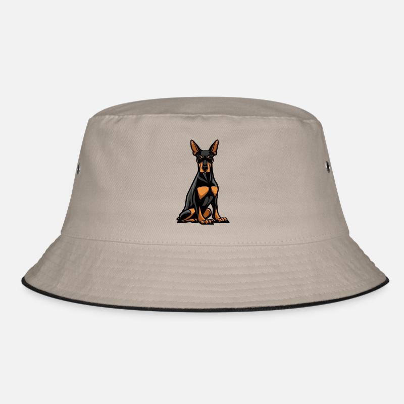 Doberman Dog Comic - Bucket Hat - khaki/black