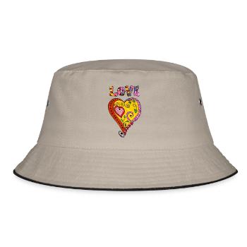 Heart - Bucket Hat - khaki/black - Front