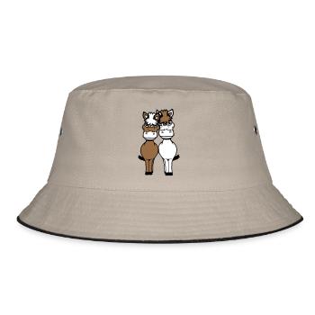 2 Pferde Mann Frau Liebespaar Freunde Liebe Team - Bucket Hat - Khaki/Schwarz - Vorne