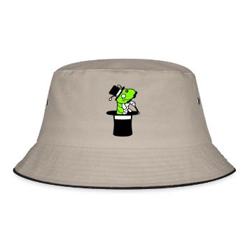 Caterpillar Sir Mr rich monocle top hat magician - Bucket Hat - khaki/black - Front