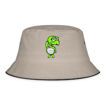 Schildkröte verschmitzt lustig albern Scham frech - Bucket Hat - Khaki/Schwarz - Vorne