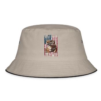 Leopardgecko US - Bucket Hat - Khaki/Schwarz - Vorne