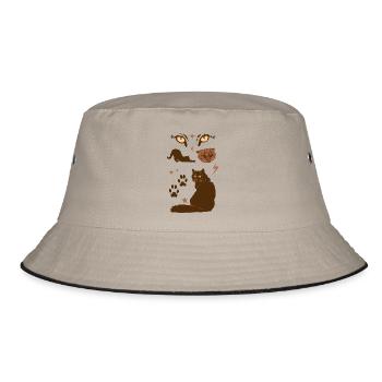BRUNE KATZEN - Bucket Hat - Khaki/Schwarz - Vorne