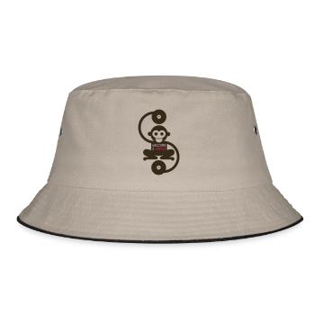 affe_jungle_2f - Bucket Hat - Khaki/Schwarz - Vorne