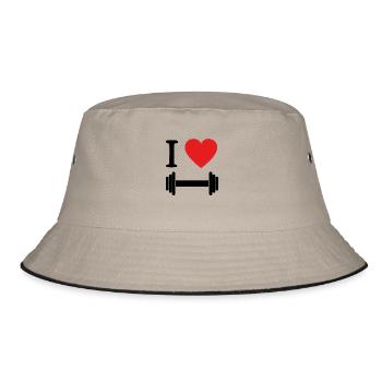 I Love FitnessBLACK - Bucket Hat - Khaki/Schwarz - Vorne