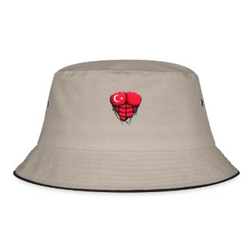 Türkei Flagge Torso muskulösen Körper abs - Bucket Hat - Khaki/Schwarz - Vorne