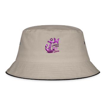 Krebsbewusstsein Brust Phrase Stärker als Sturm - Bucket Hat - Khaki/Schwarz - Vorne