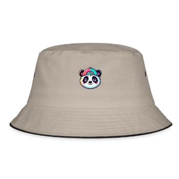 Little Panda Head with Cap - Bucket Hat - khaki/black - Front