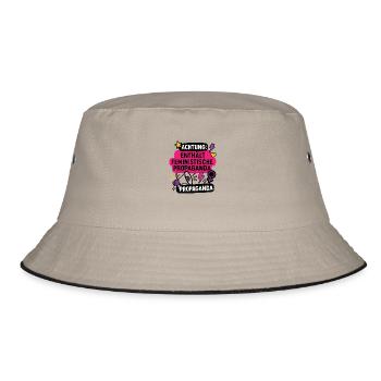 Achtung: Enthält feministische Propaganda - Bucket Hat - Khaki/Schwarz - Vorne
