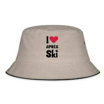 T-Shirt "I love apres ski" - Bucket Hat - Khaki/Schwarz - Vorne