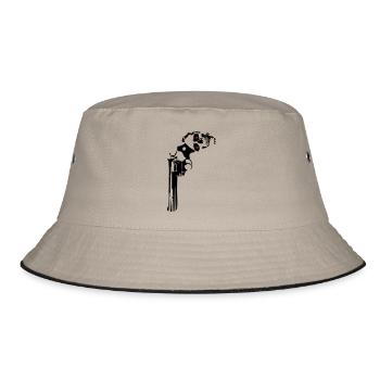 357 Gewehr Pistole Revolver Schädel Tod Kopf - Bucket Hat - Khaki/Schwarz - Vorne