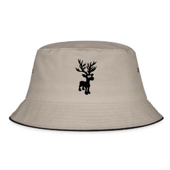 niedlicher Elch Karibu Rentier Reh Hirsch Norwegen - Bucket Hat - Khaki/Schwarz - Vorne