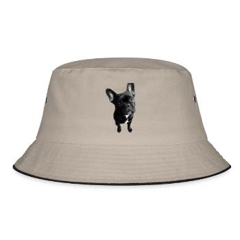 French Bulldog - Bucket Hat - Khaki/Schwarz - Vorne