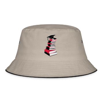 A stack of books with a mortarboard - Bucket Hat - khaki/black - Front