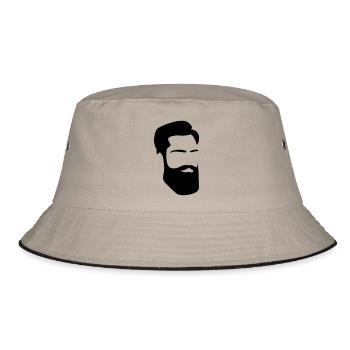 Hipster Vollbart beard bart Mann Männer - Bucket Hat - Khaki/Schwarz - Vorne