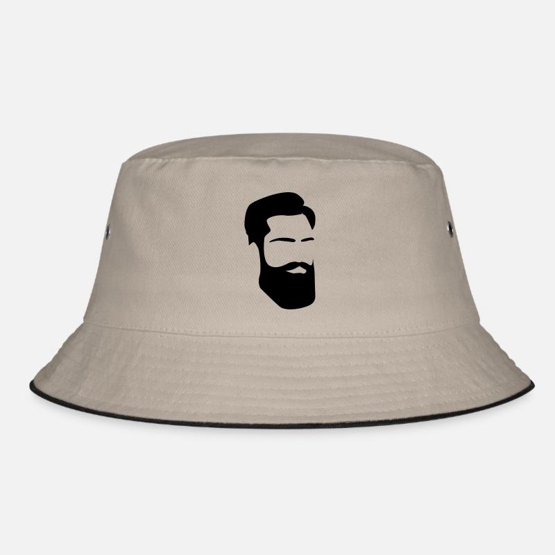 Hipster Vollbart beard bart Mann Männer - Bucket Hat - Khaki/Schwarz