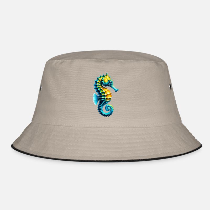 Seepferdchen - Bucket Hat - Khaki/Schwarz