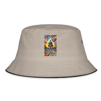 Guadalajara Mexiko Kathedrale Design - Bucket Hat - Khaki/Schwarz - Vorne