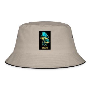 Shrooms are magic - Bucket Hat - Khaki/Schwarz - Vorne