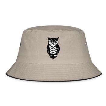 Eulen in Schwarz-Weiß - Bucket Hat - Khaki/Schwarz - Vorne