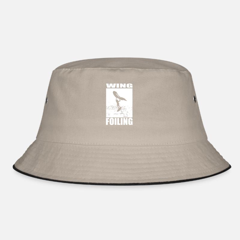 Wing Foiling Motiv - Bucket Hat - Khaki/Schwarz