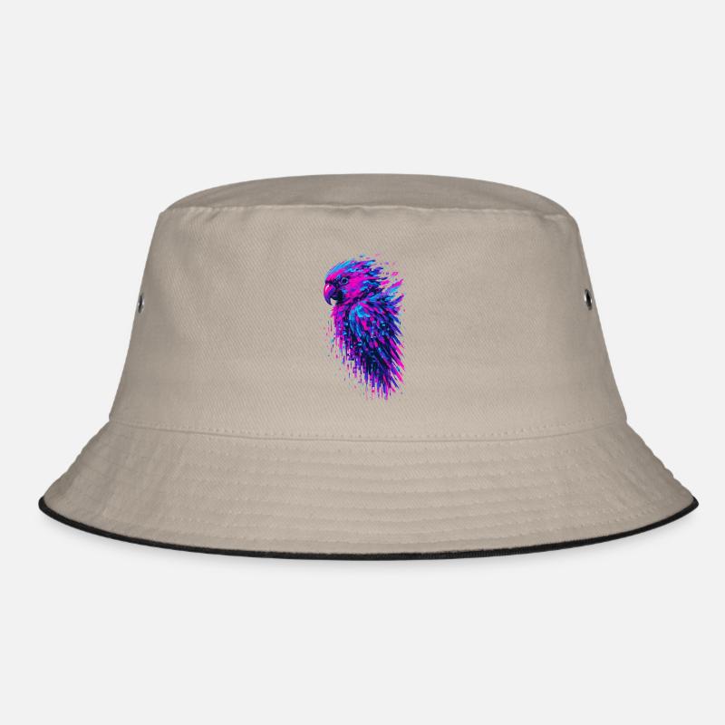 Parrot Glitch Art Cyber Vibrating Bucket Hat