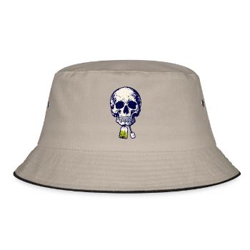 Schädel mit Teebeutel  - Bucket Hat - Khaki/Schwarz - Vorne
