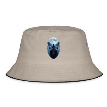 Celtic Wolves Vollmond-Design. - Bucket Hat - Khaki/Schwarz - Vorne