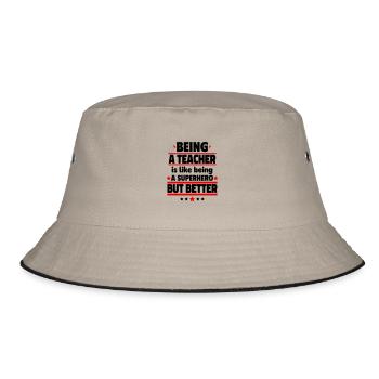 Lehrer sein ist besser als ein Superheld - Bucket Hat - Khaki/Schwarz - Vorne