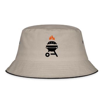 Grill mit Wurst - Bucket Hat - Khaki/Schwarz - Vorne