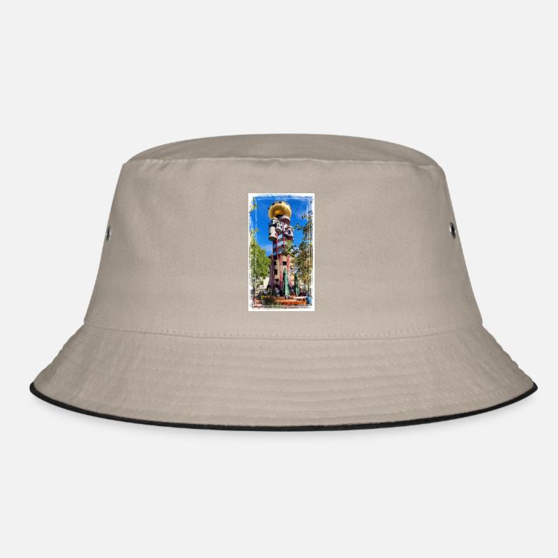 Hundertwasserturm beim Kuchlbauer - Bucket Hat - Khaki/Schwarz