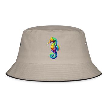 Seepferdchen - Bucket Hat - Khaki/Schwarz - Vorne