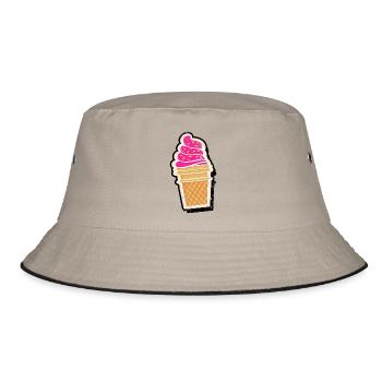 Vintage Eiscreme Gelato - Bucket Hat - Khaki/Schwarz - Vorne