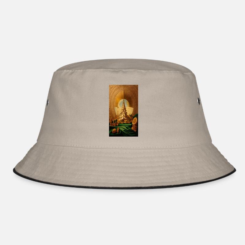 Golden Christmas Tree with Eiffel Tower Golden Bucket Hat