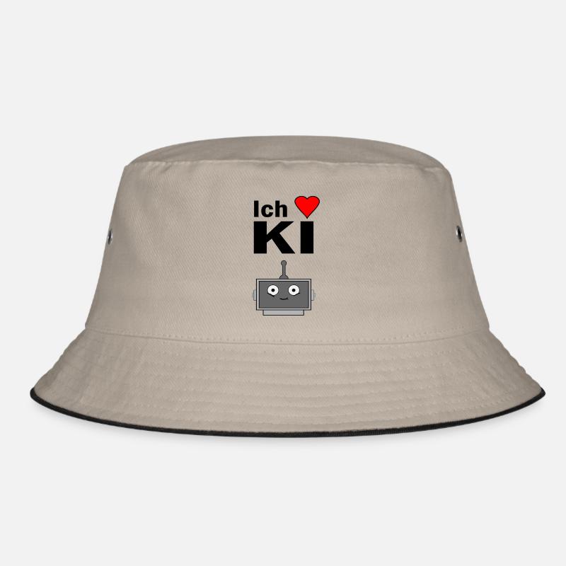 Ich liebe KI - Bucket Hat - Khaki/Schwarz