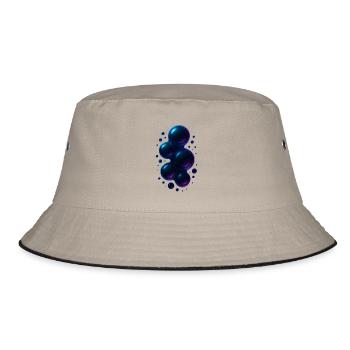 3d Bubbles Blue - Bucket Hat - Khaki/Schwarz - Vorne