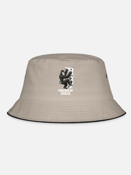 Gorilla Bouldern – Powered by Chalk Spruch - Bucket Hat - Khaki/Schwarz