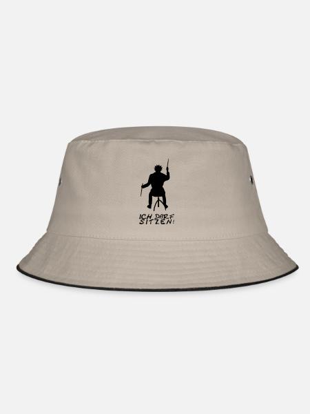 ICH DARF SITZEN - Bucket Hat - Khaki/Schwarz - Vorne