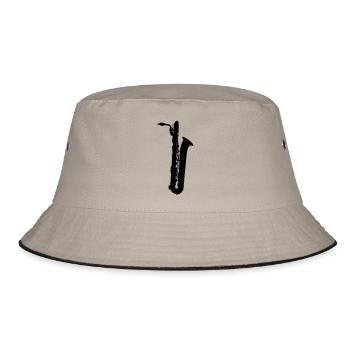 saxophone brass instrument music - Bucket Hat - Khaki/Schwarz - Vorne