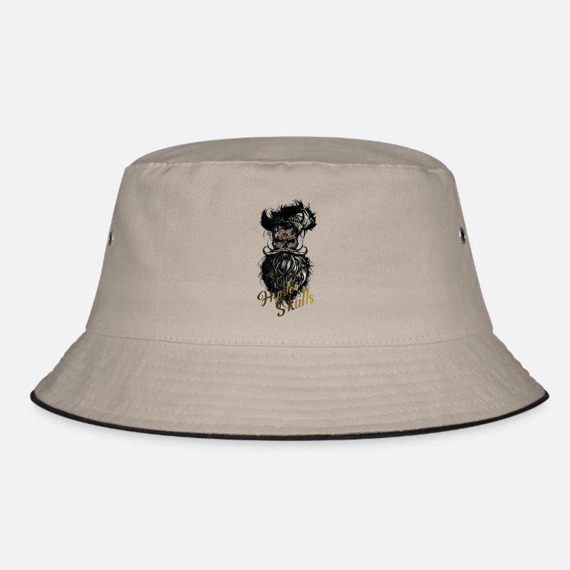 Kopf des Todes Hipster Kran Bart Schnurrbart Schädel b Bucket Hat