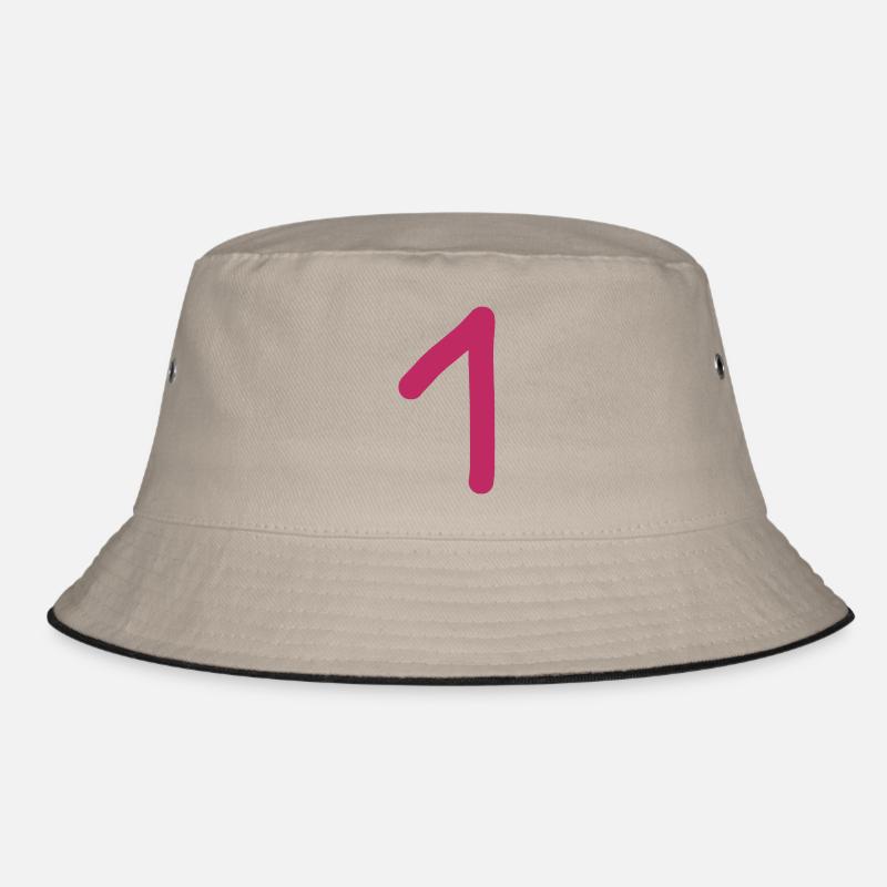 1 Nummer eins Zahl rosa rot Geburtstag - Bucket Hat - Khaki/Schwarz