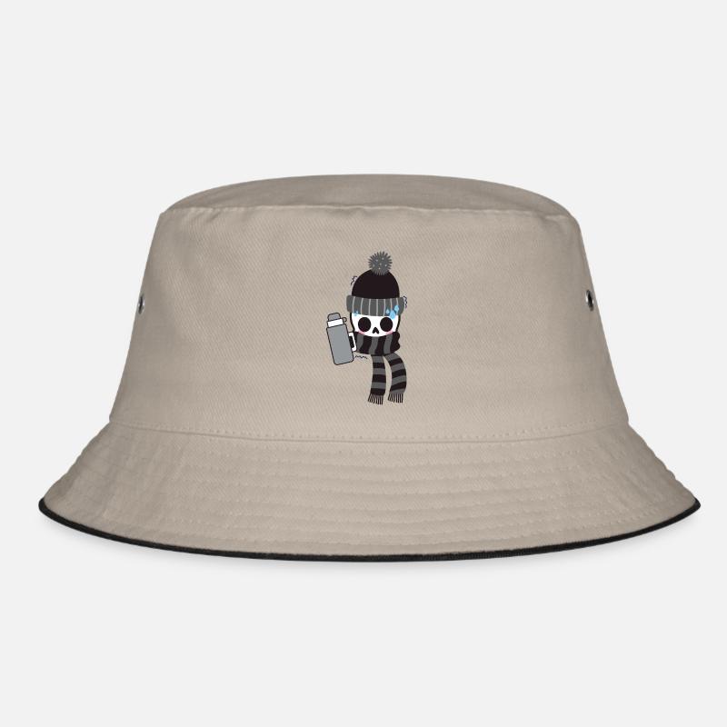 Skeleton with bottle shivering and sweating Bucket Hat