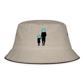 Familie Silhouette Liebe Kinder Eltern Mama Papa - Bucket Hat - Khaki/Schwarz - Vorne