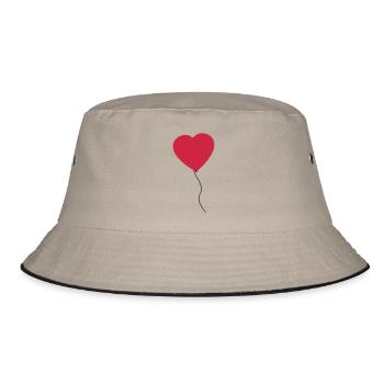 Love Heart Balloon - Bucket Hat - khaki/black - Front